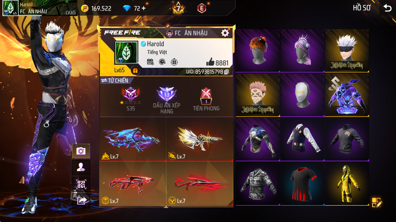 Bán acc Siêu Sale Acc Free Fire